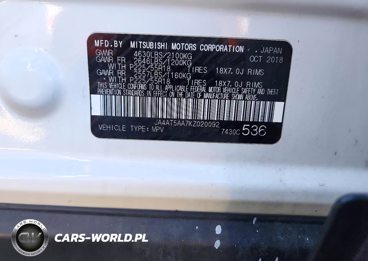 2019 Mitsubishi Eclipse Cross Se VIN:JA4AT5AA7KZ020092 - 13