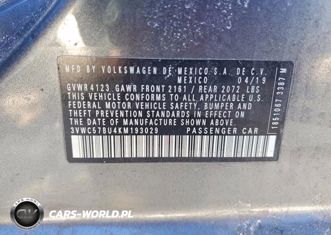 2019 Volkswagen Jetta S VIN:3VWC57BU4KM193029 - 12