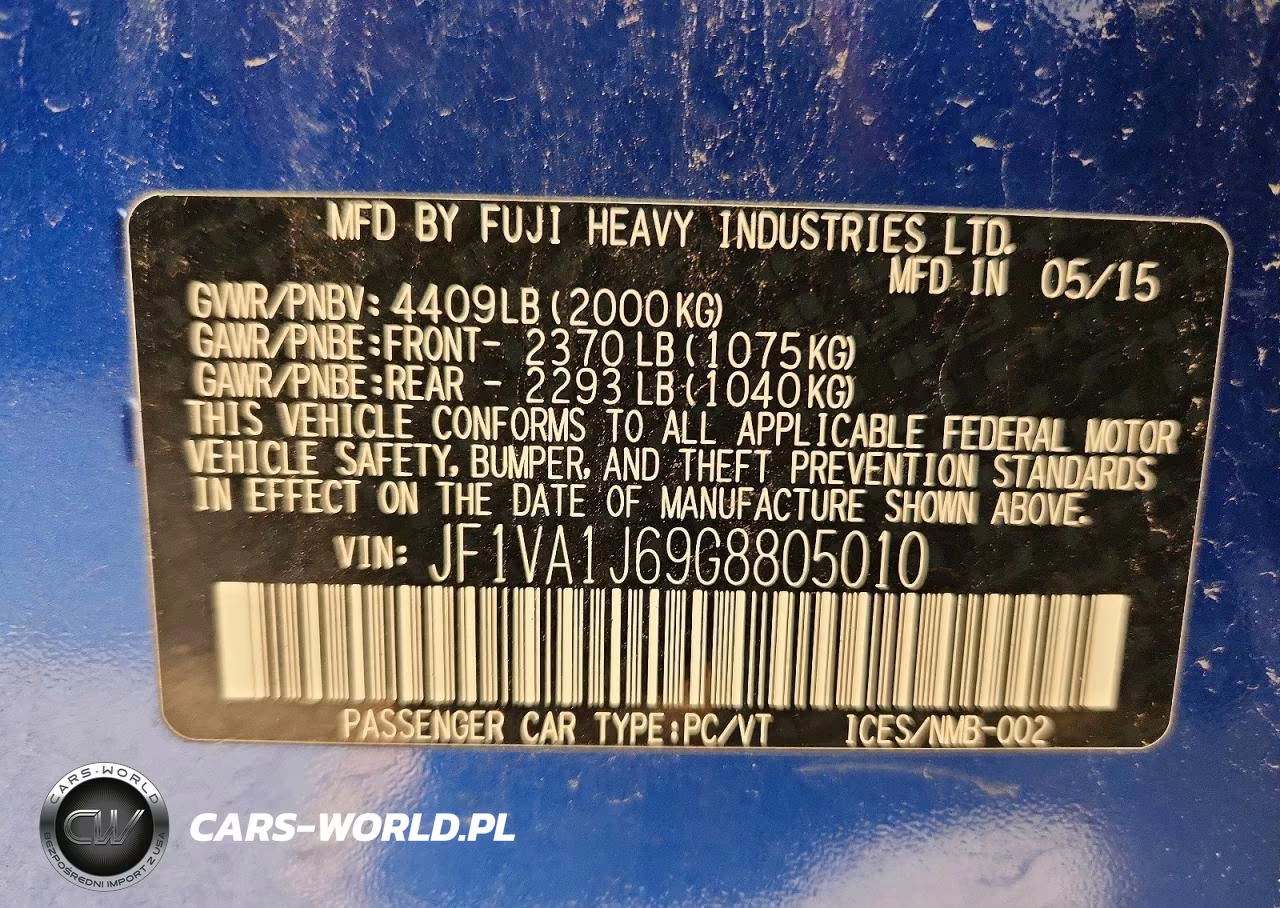 2016 Subaru Wrx Limited VIN:JF1VA1J69G8805010 - 13
