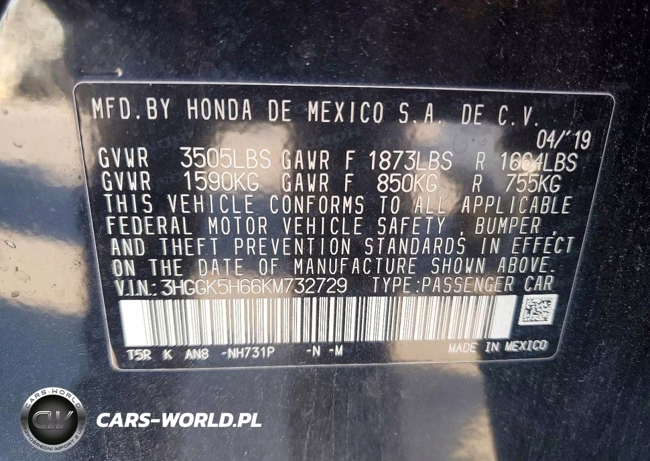 2019 Honda Fit Sport VIN:3HGGK5H66KM732729 - 12