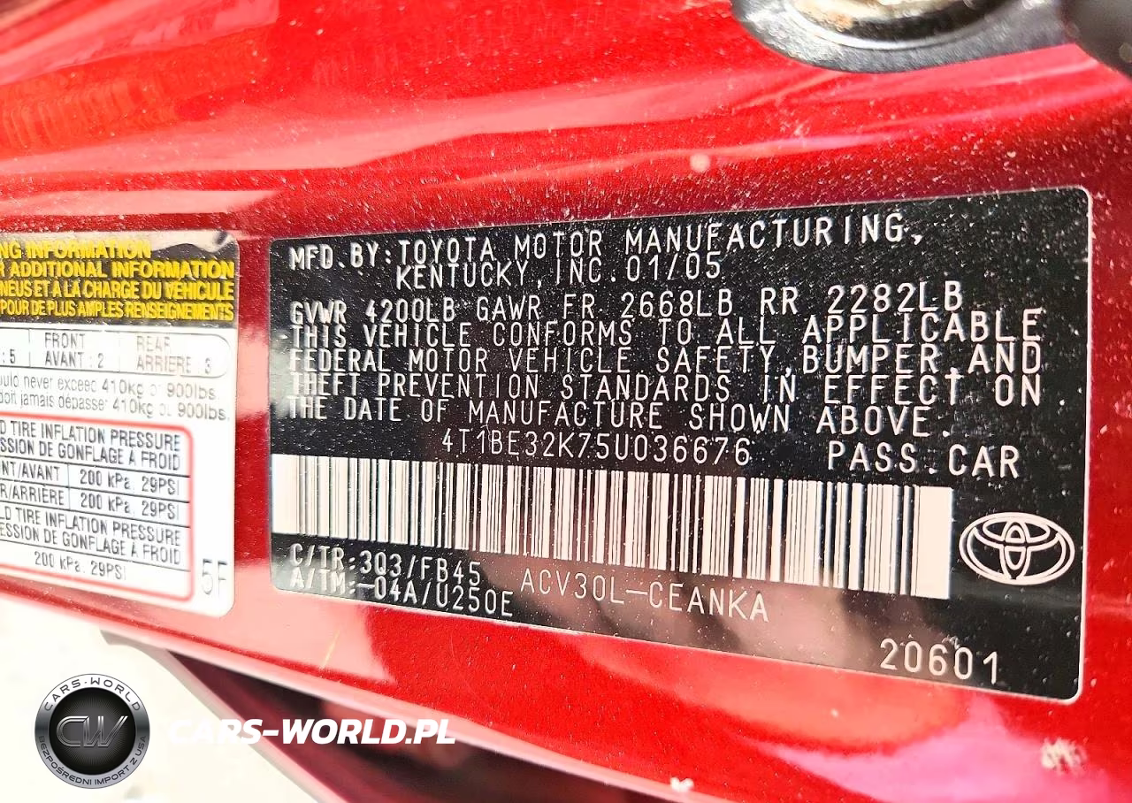 2005 Toyota Camry Le VIN:4T1BE32K75U036676 - 12