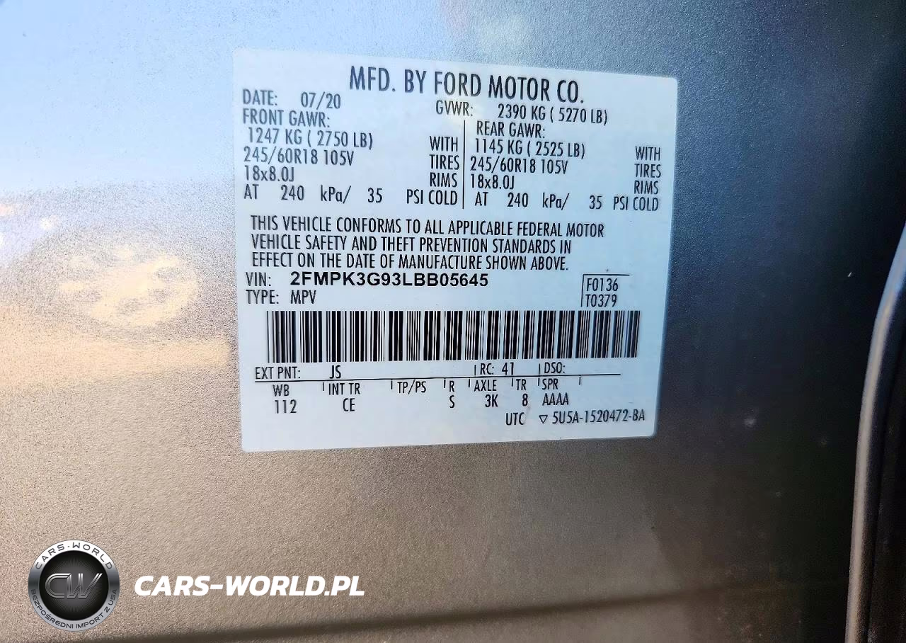 2020 Ford Edge Se VIN:2FMPK3G93LBB05645 - 13