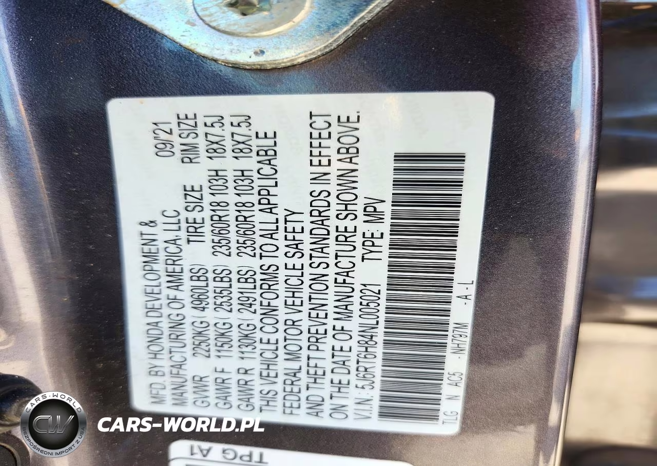 2022 Honda Cr-V Exl VIN:5J6RT6H84NL005021 - 13