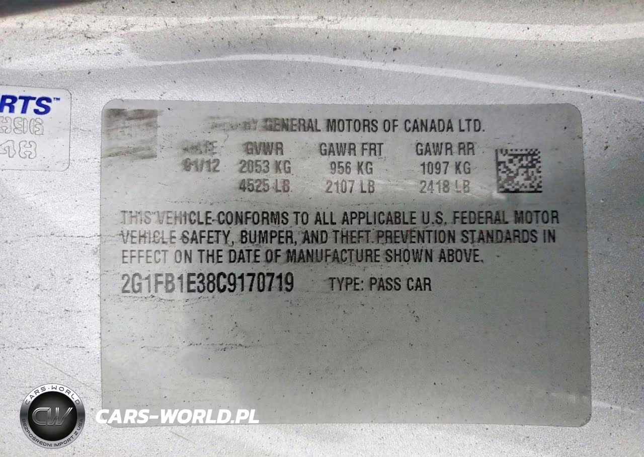 2012 Chevrolet Camaro Lt VIN:2G1FB1E38C9170719 - 12