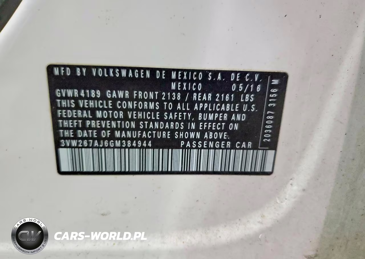 2016 Volkswagen Jetta S VIN:3VW267AJ6GM384944 - 12