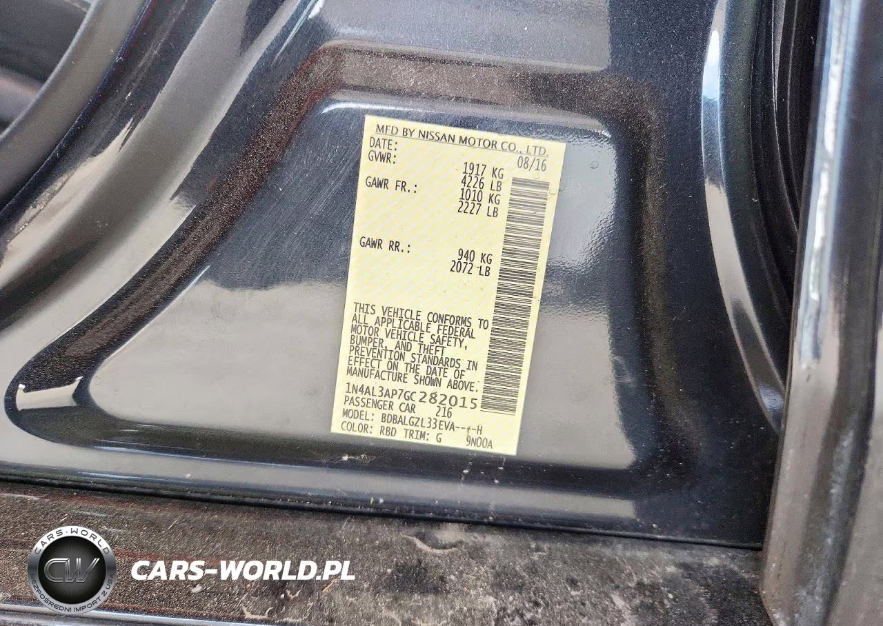 2016 Nissan Altima 2.5 S VIN:1N4AL3AP7GC282015 - 12