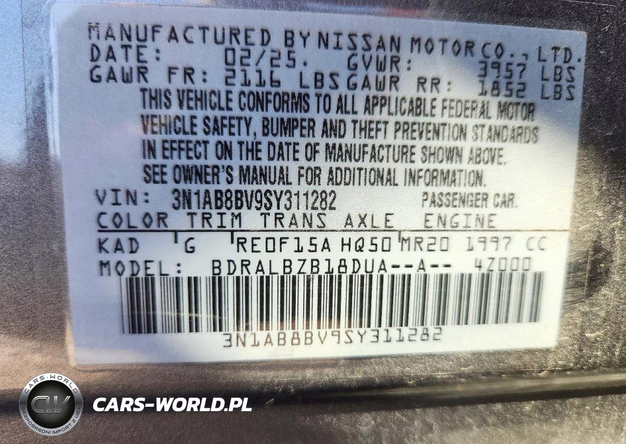 2025 Nissan Sentra S VIN:3N1AB8BV9SY311282 - 12