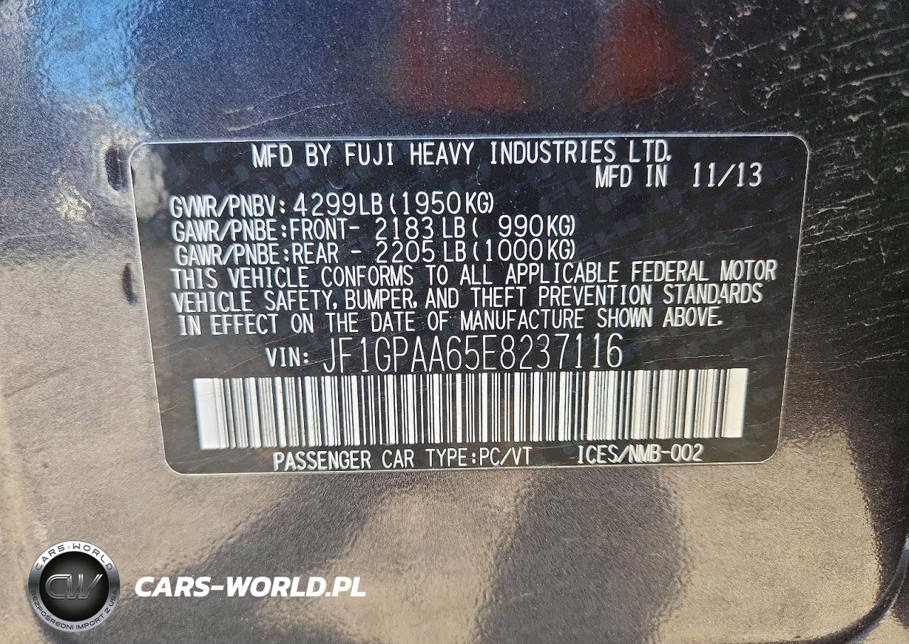2014 Subaru Impreza VIN:JF1GPAA65E8237116 - 13