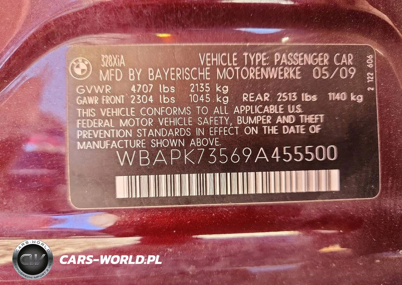 2009 BMW 328 Xi VIN:WBAPK73569A455500 - 12