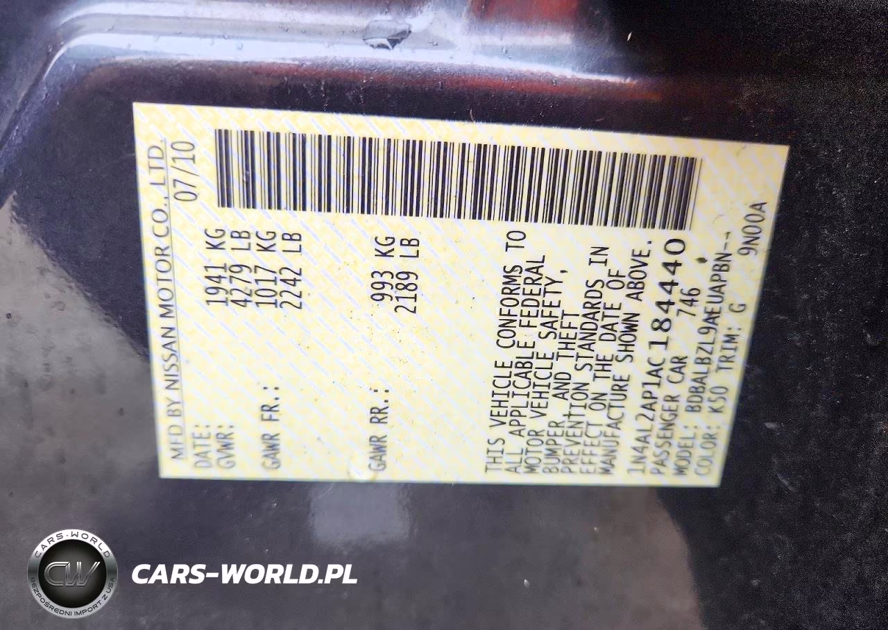 2010 Nissan Altima 2.5 VIN:1N4AL2AP1AC184440 - 12