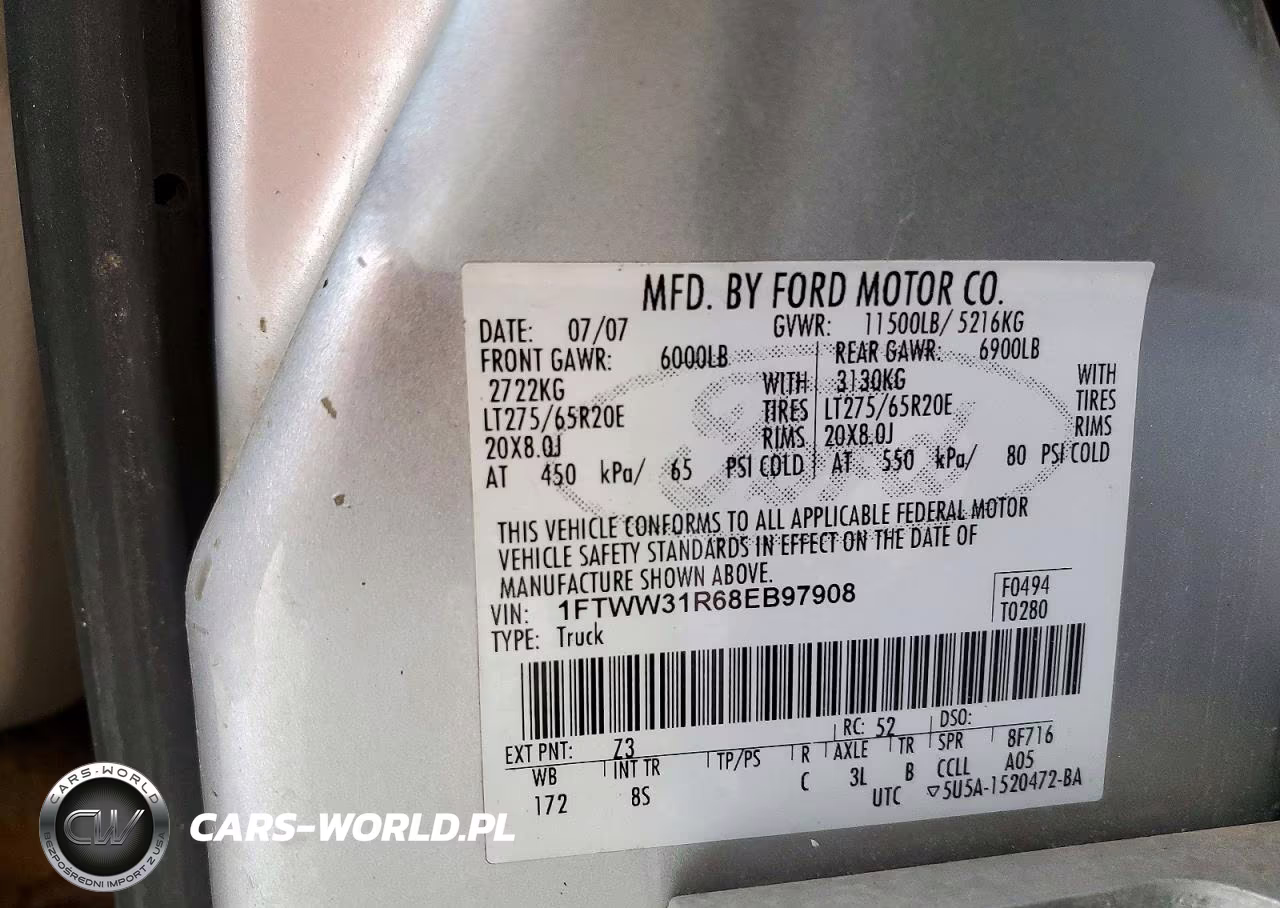 2008 Ford F350 Srw Super Duty VIN:1FTWW31R68EB97908 - 12