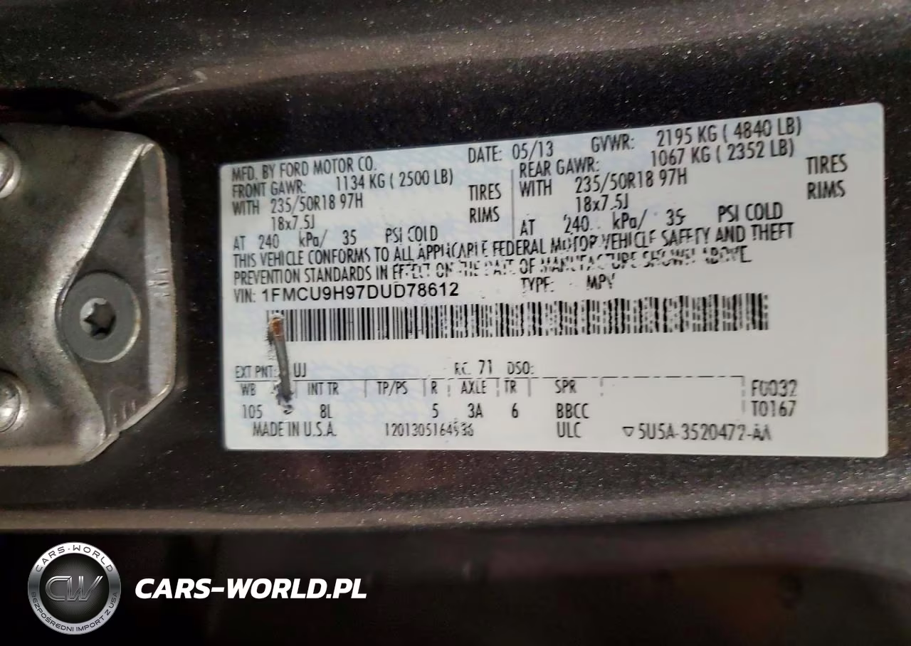 2013 Ford Escape Sel VIN:1FMCU9H97DUD78612 - 13