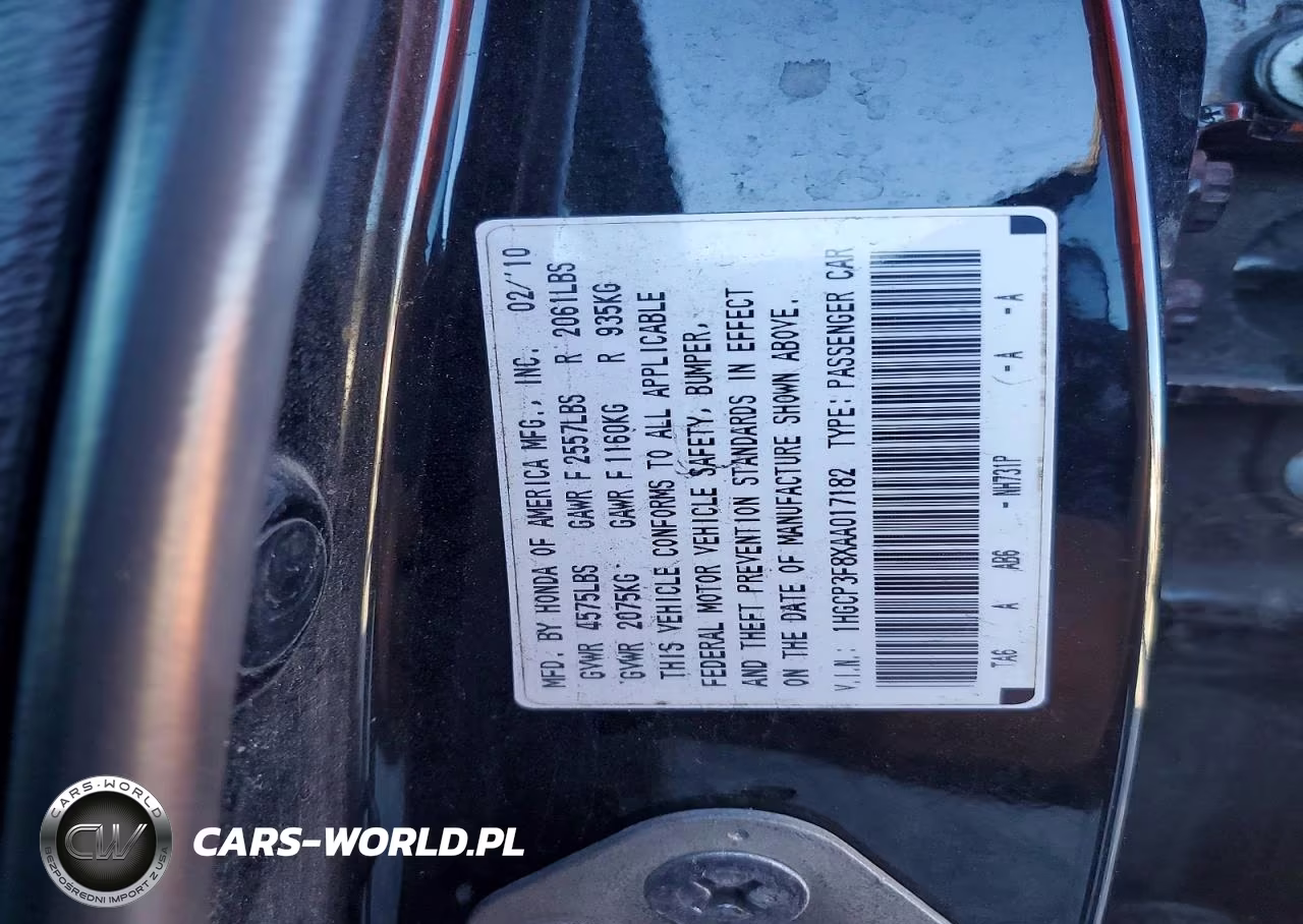 2010 Honda Accord Exl VIN:1HGCP3F8XAA017182 - 12