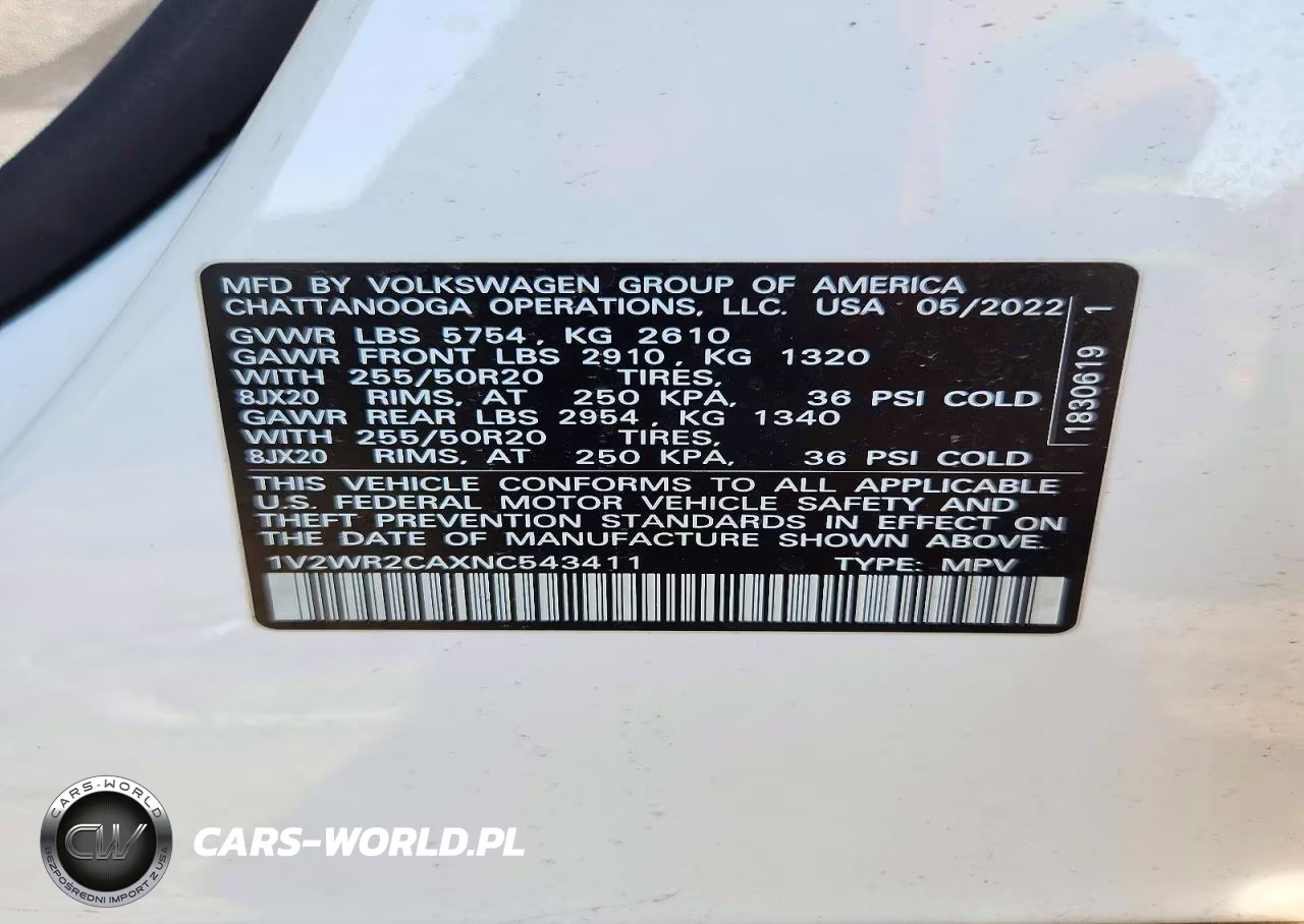 2022 Volkswagen Atlas Se VIN:1V2WR2CAXNC543411 - 12