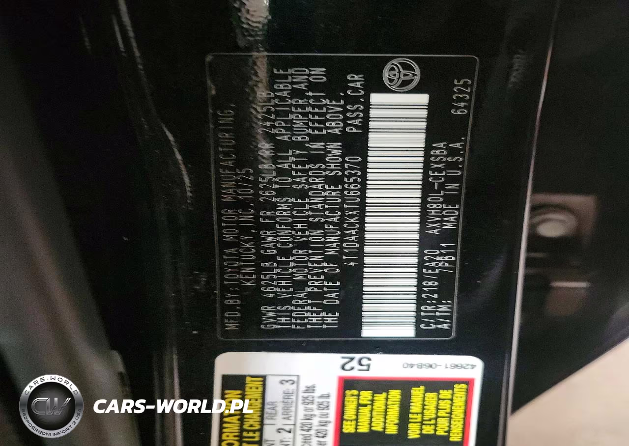 2026 Toyota Camry Se VIN:4T1DAACKXTU665370 - 12