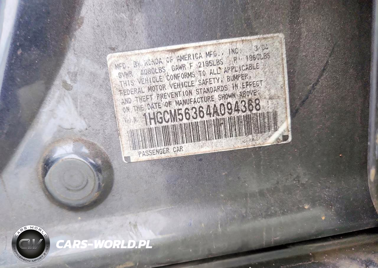 2004 Honda Accord Lx VIN:1HGCM56364A094368 - 12