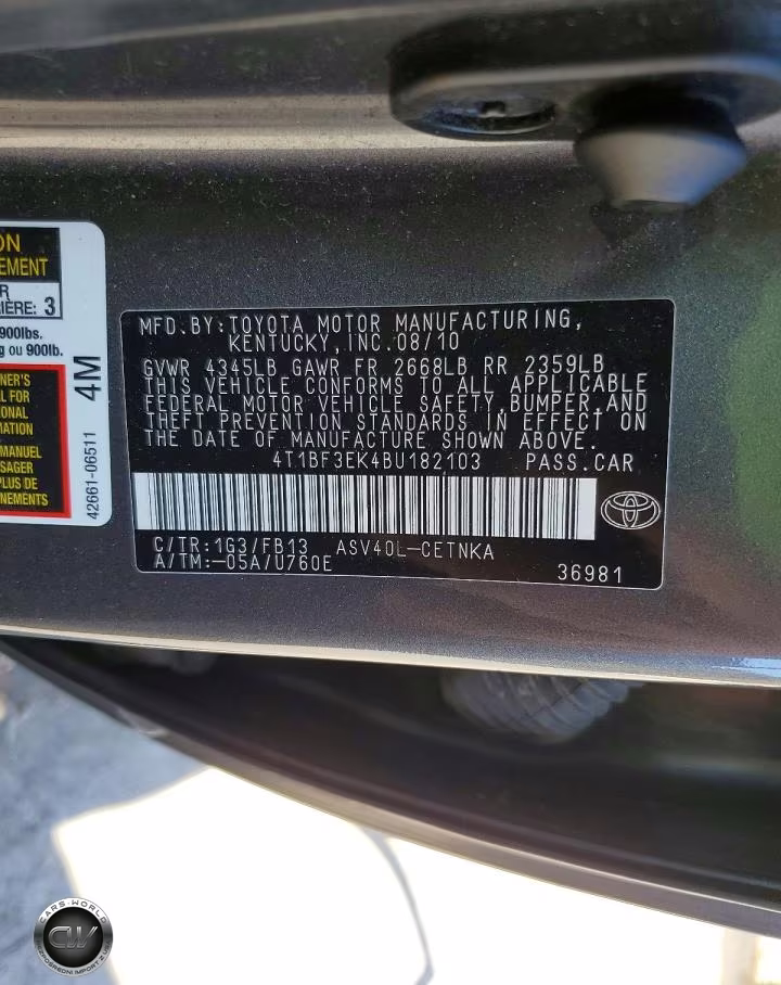 2011 Toyota Camry Le VIN:4T1BF3EK4BU182103 - 12