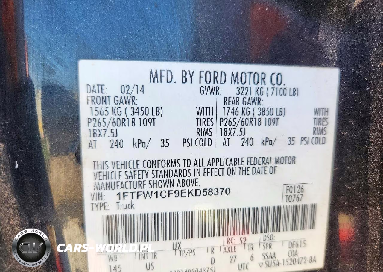 2014 Ford F150 Supercrew VIN:1FTFW1CF9EKD58370 - 12