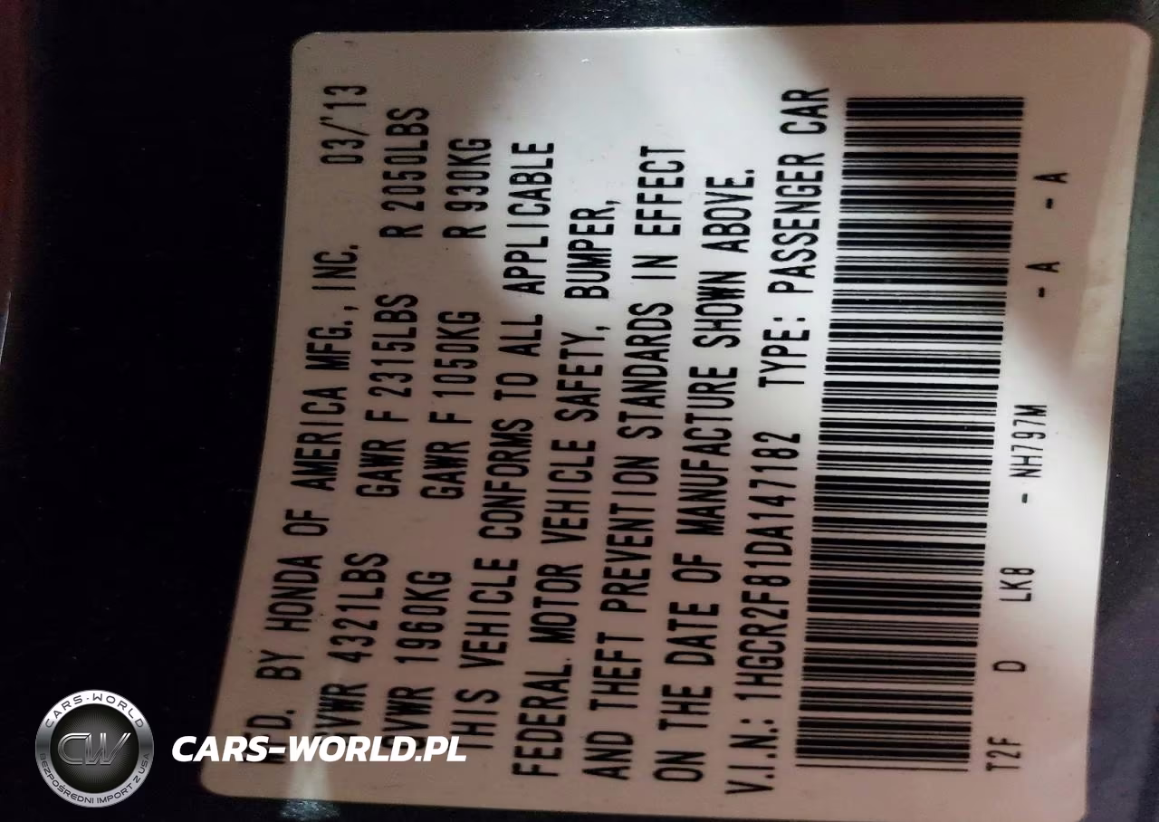 2013 Honda Accord Exl VIN:1HGCR2F81DA147182 - 12