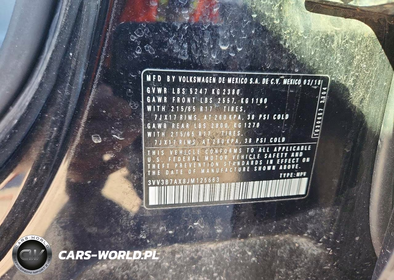 2018 Volkswagen Tiguan Se VIN:3VV3B7AX8JM125663 - 13