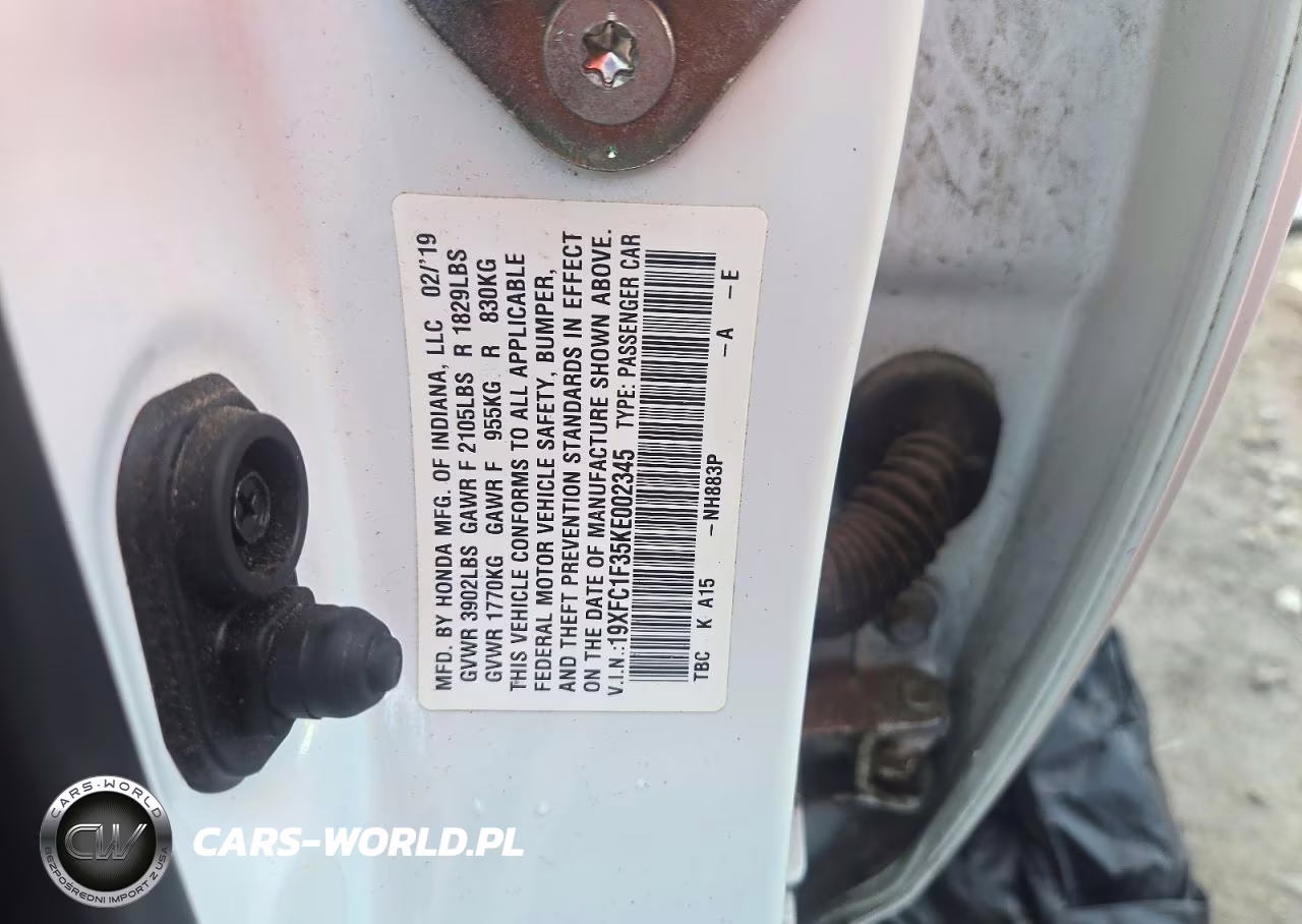 2019 Honda Civic Ex VIN:19XFC1F35KE002345 - 13