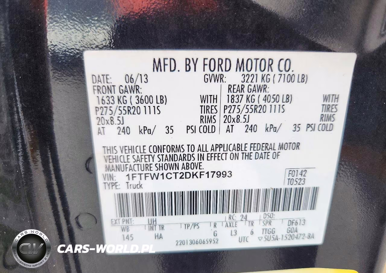 2013 Ford F150 Supercrew VIN:1FTFW1CT2DKF17993 - 12