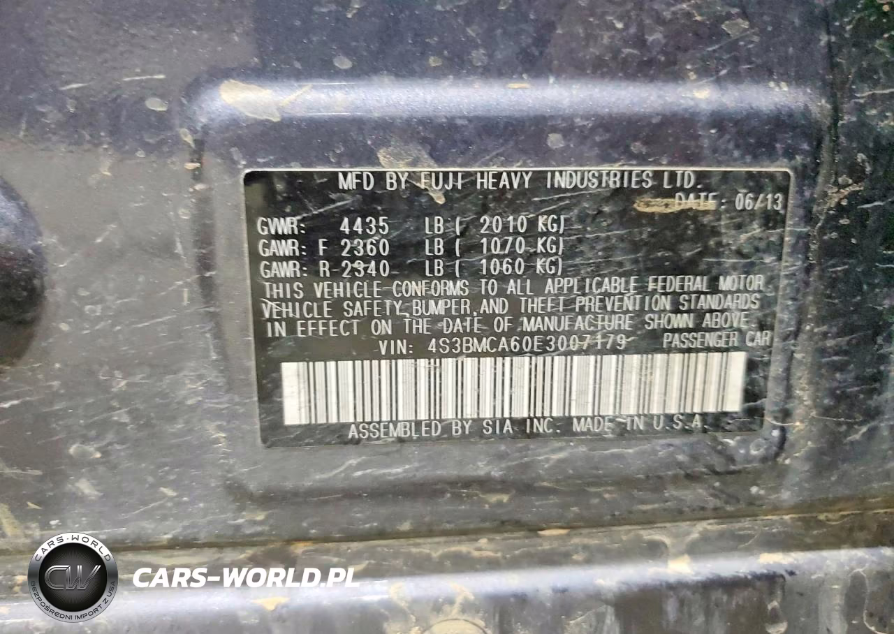 2014 Subaru Legacy 2.5I VIN:4S3BMCA60E3007179 - 12