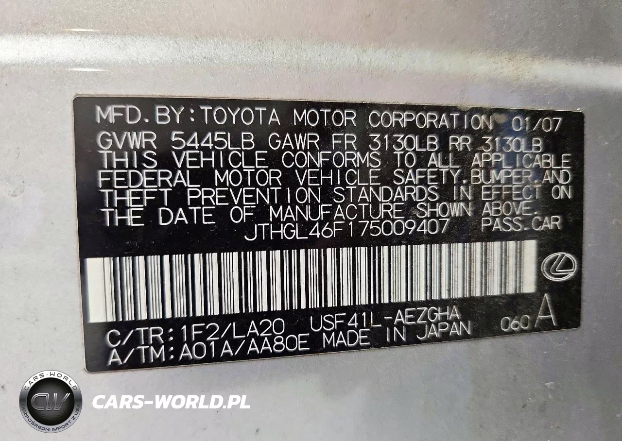 2007 Lexus Ls 460L VIN:JTHGL46F175009407 - 12