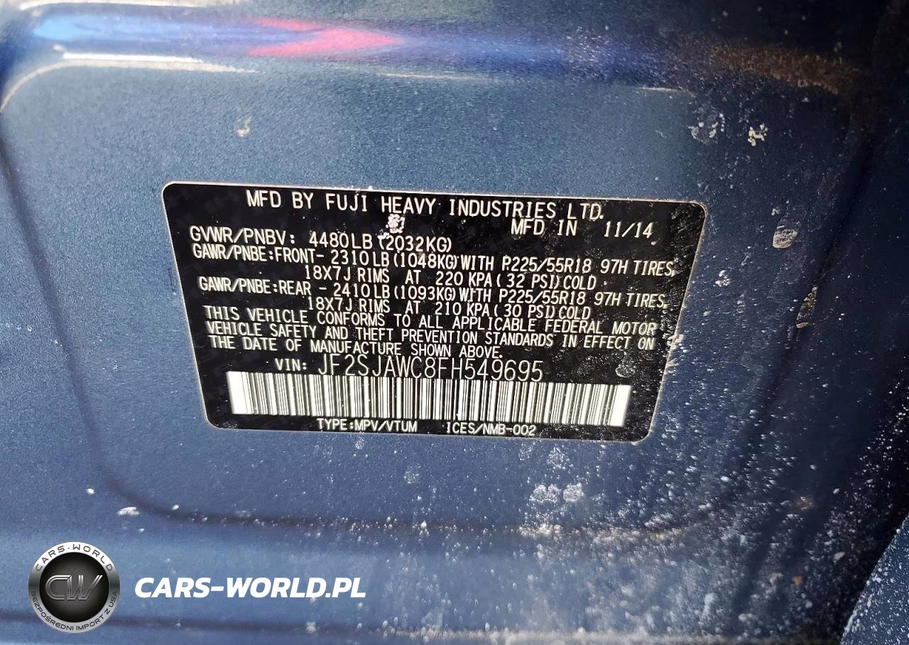 2015 Subaru Forester 2.5I Touring VIN:JF2SJAWC8FH549695 - 13