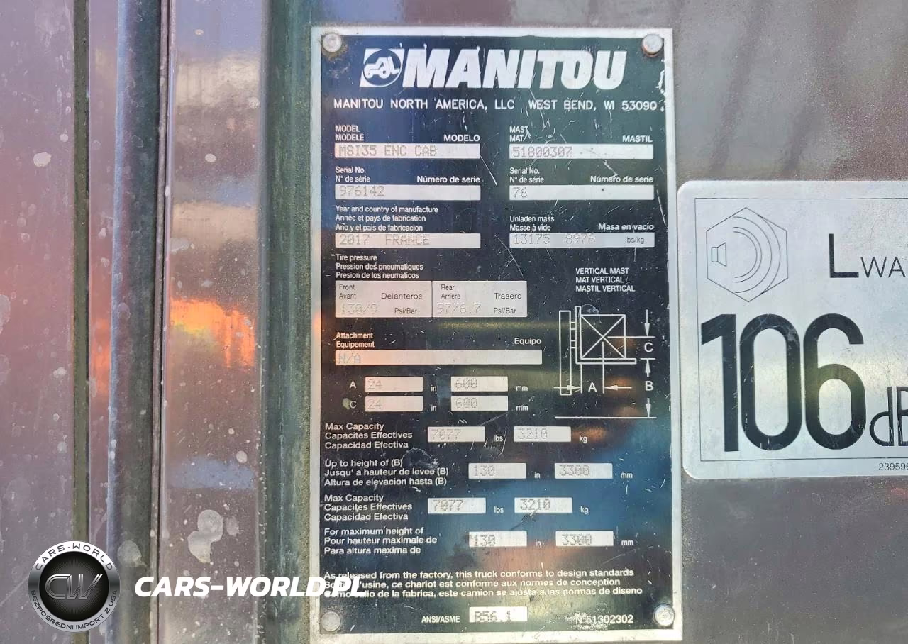 2018 Manitou Msi35 Forklift VIN:976142 - 10