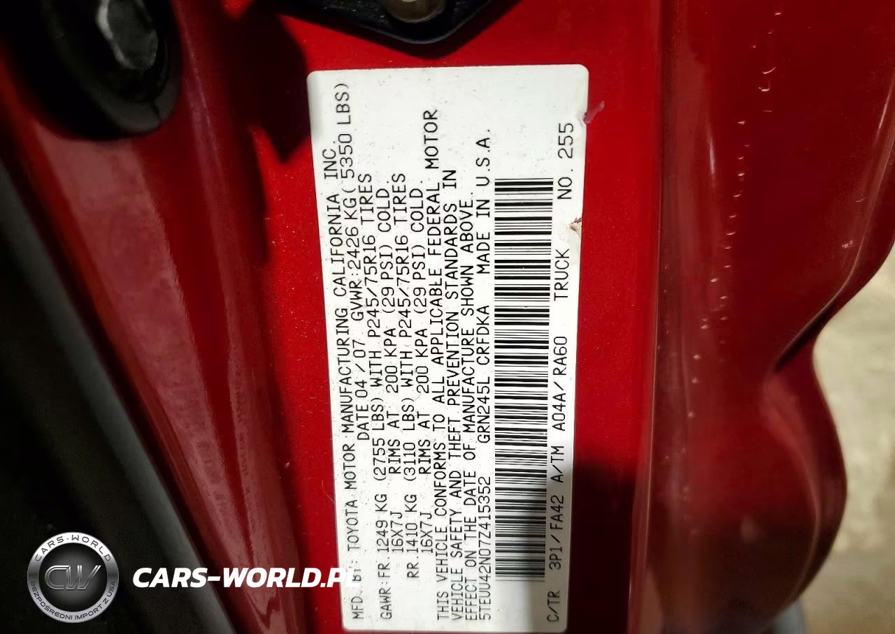 2007 Toyota Tacoma V6 VIN:5TEUU42N07Z415352 - 12