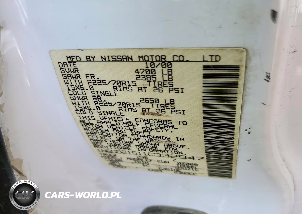 2001 Nissan Frontier Xe VIN:1N6DD21S11C332947 - 12