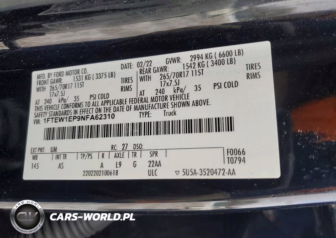 2022 Ford F150 Supercrew VIN:1FTEW1EP9NFA62310 - 13