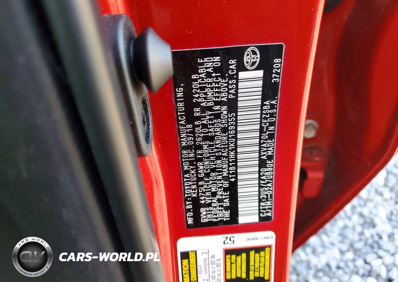 2019 Toyota Camry Se VIN:4T1B11HK1KU169355 - 12