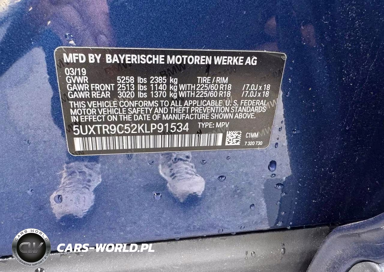 2019 BMW X3 xDrive30I VIN:5UXTR9C52KLP91534 - 13