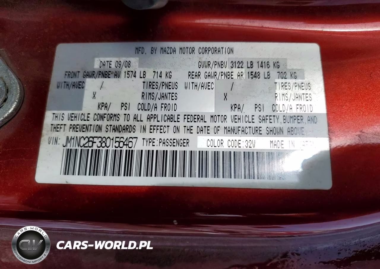 2008 Mazda Mx-5 Miata VIN:JM1NC26F380156467 - 12