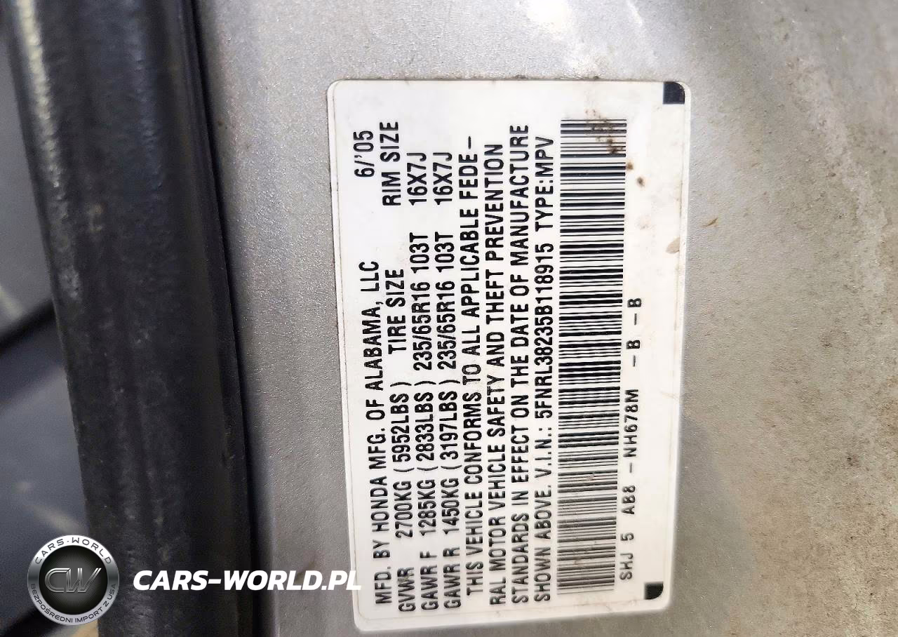 2005 Honda Odyssey Lx VIN:5FNRL38235B118915 - 13