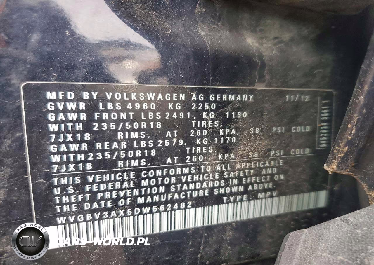 2013 Volkswagen Tiguan S VIN:WVGBV3AX5DW562482 - 13