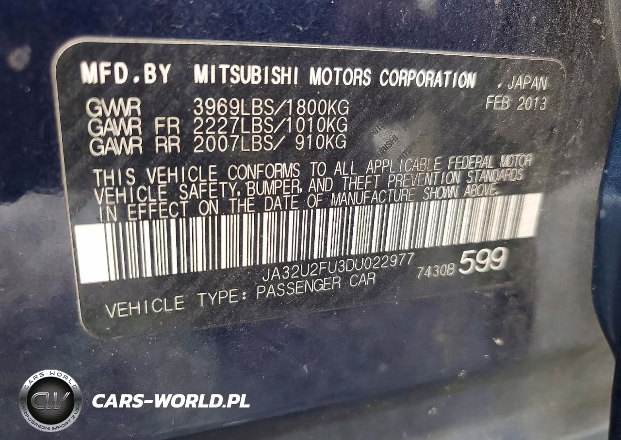 2013 Mitsubishi Lancer Es-Es Sport VIN:JA32U2FU3DU022977 - 12