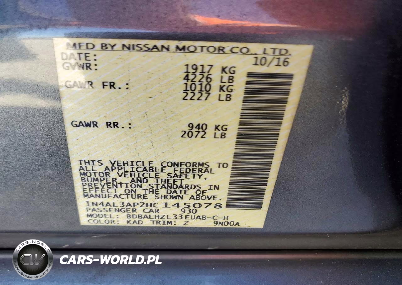 2017 Nissan Altima 2.5 Sr VIN:1N4AL3AP2HC145078 - 12