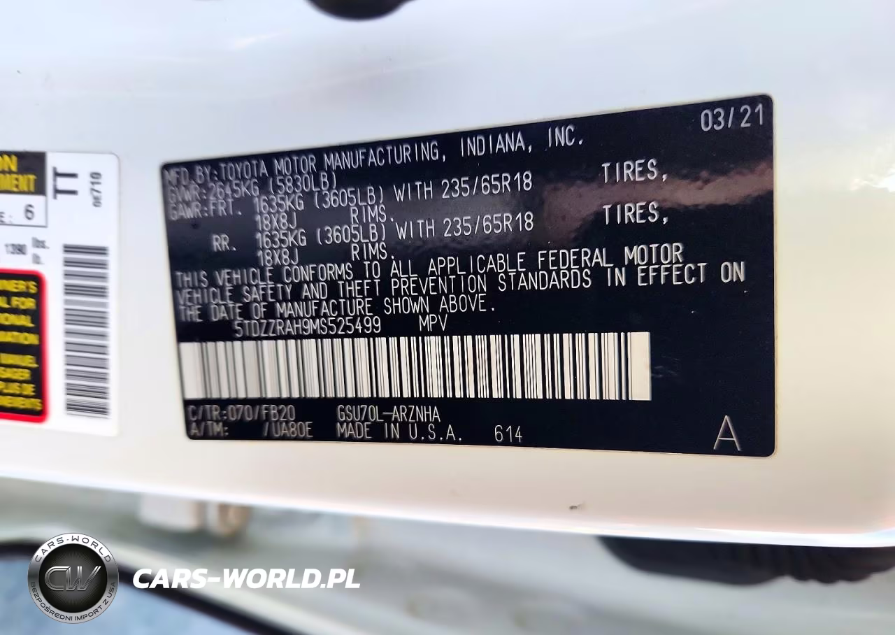 2021 Toyota Highlander Le VIN:5TDZZRAH9MS525499 - 13