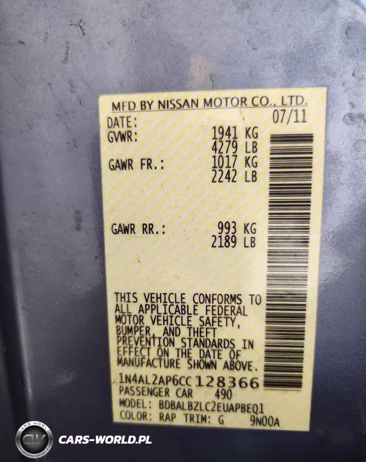 2012 Nissan Altima 2.5 VIN:1N4AL2AP6CC128366 - 12