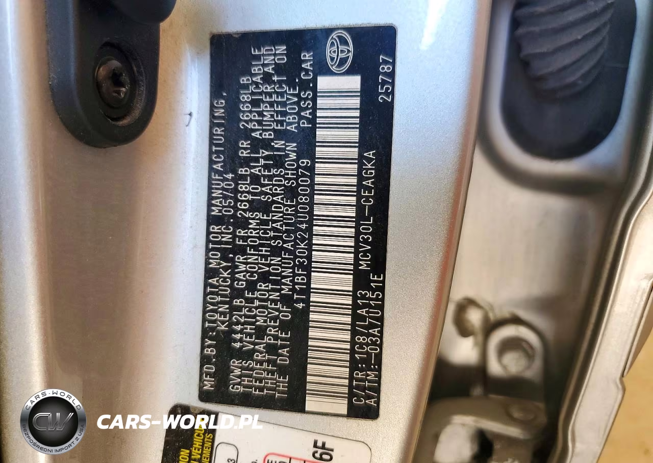 2004 Toyota Camry Xle V6 VIN:4T1BF30K24U080079 - 12
