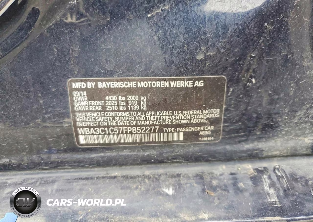 2015 BMW 328 I Sulev VIN:WBA3C1C57FP852277 - 12