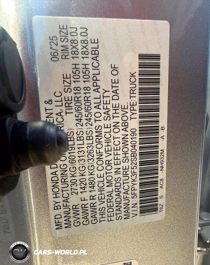 2025 Honda Ridgeline Rtl VIN:5FPYK3F52SB040190 - 10