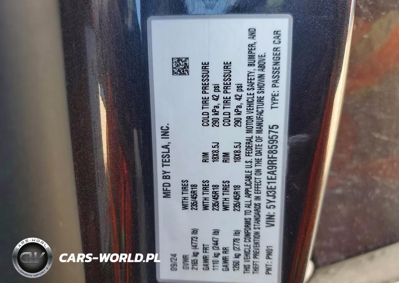 2024 Tesla Model 3 VIN:5YJ3E1EA9RF859575 - 12