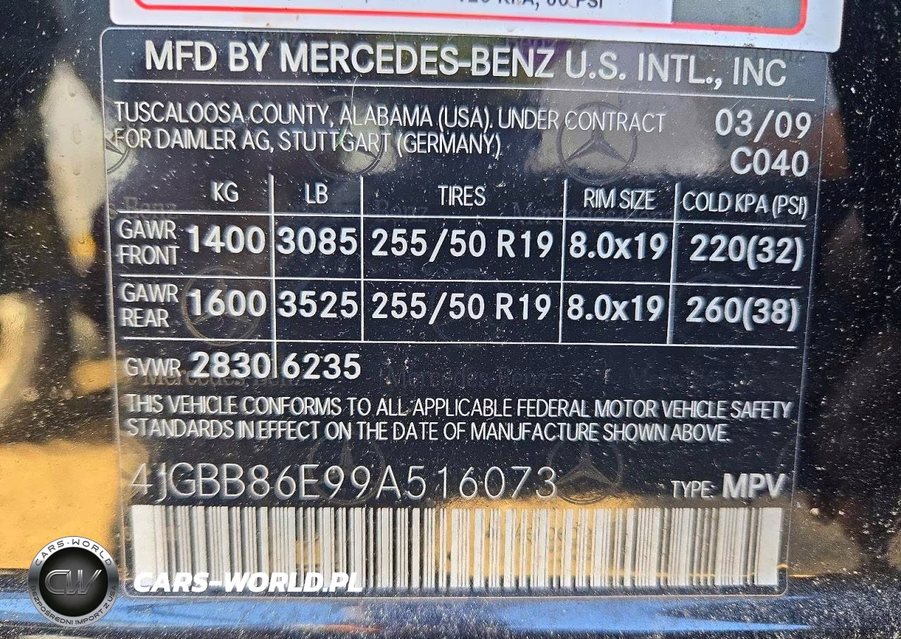 2009 Mercedes-Benz Ml 350 VIN:4JGBB86E99A516073 - 13
