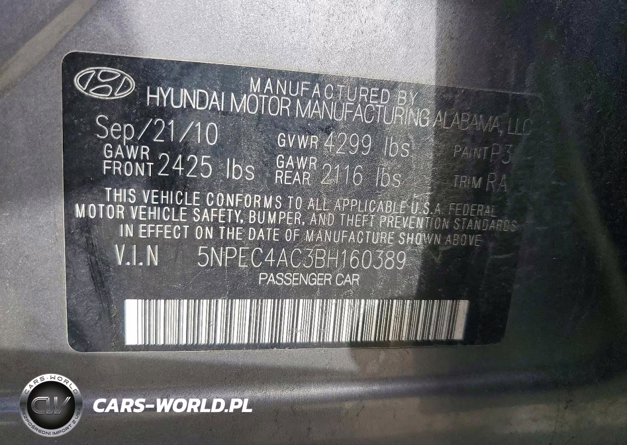 2011 Hyundai Sonata Se VIN:5NPEC4AC3BH160389 - 12