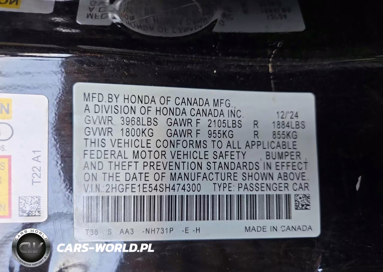 2025 Honda Civic Si VIN:2HGFE1E54SH474300 - 13