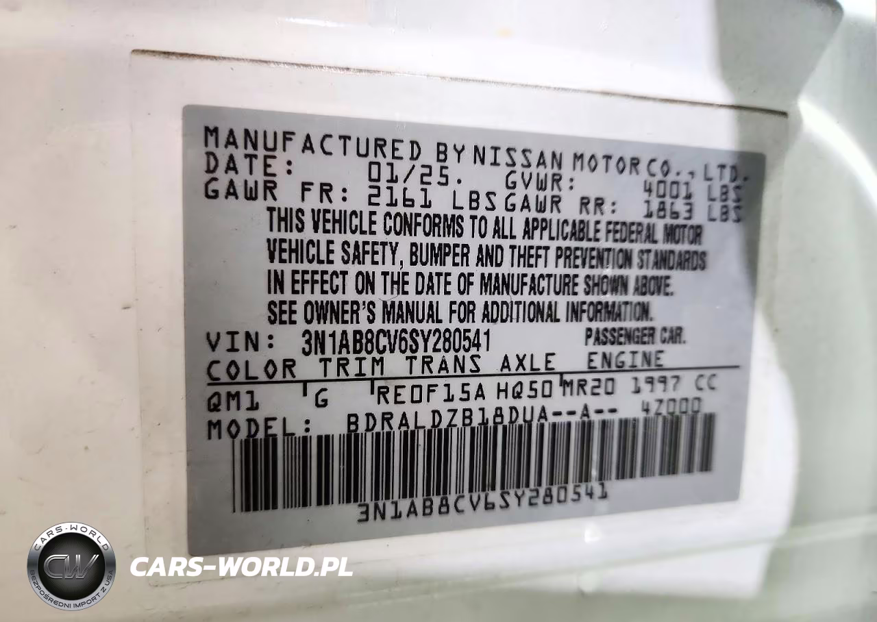 2025 Nissan Sentra Sv VIN:3N1AB8CV6SY280541 - 12